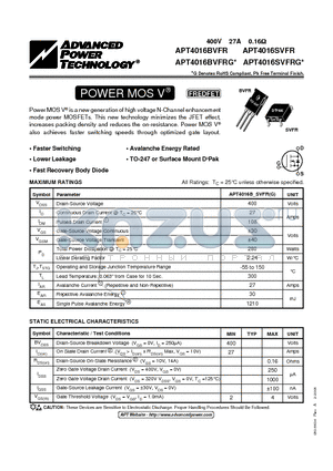 APT4016SVFRG datasheet - POWER MOS V FREDFET