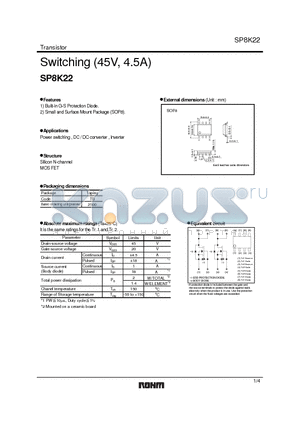 SP8K22 datasheet - Switching (45V, 4.5A)