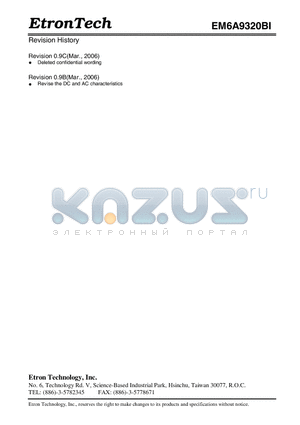 EM6A9320BI-5M datasheet - 4M x 32 DDR SDRAM