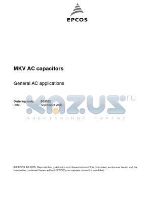 B25832C4106K009 datasheet - MKV AC capacitors