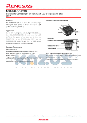 M3T-64LCC-QSD datasheet - Converter for Connecting 64-pin 0.8mm-pitch LCC to 64-pin 0.5mm-pitch LQFP