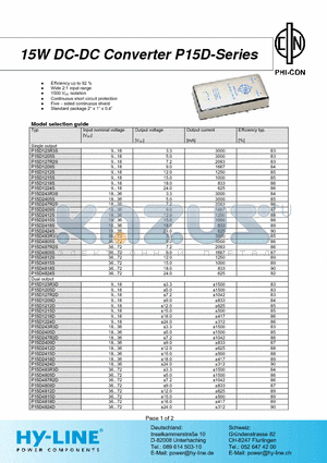 P15D2424S datasheet - 15W DC-DC Converter P15D-Series