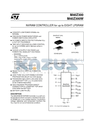 M40Z300 datasheet - NVRAM CONTROLLER for up to EIGHT LPSRAM