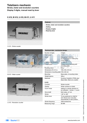 M410.010A07B datasheet - Totalizers mechanic