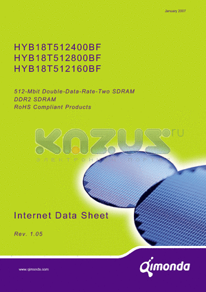 HYB18T512160BF-25F datasheet - 512-Mbit Double-Data-Rate-Two SDRAM