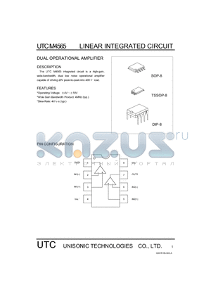 M4565 datasheet - LINEAR INTEGRATED CIRCUIT