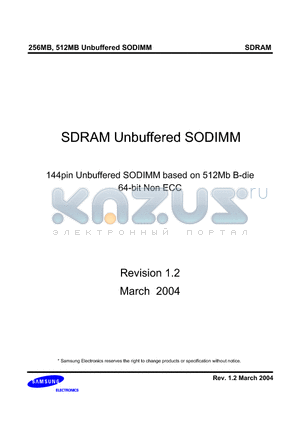 M464S3354BTS datasheet - SDRAM Unbuffered SODIMM
