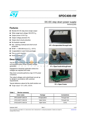 SPDC400BC12P datasheet - DC-DC step down power supply