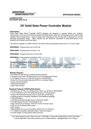 SPDP40D28 datasheet - DC Solid State Power Controller Module