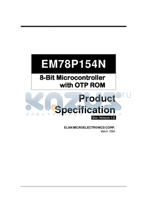 EM78P154N datasheet - 8-Bit Microcontroller with OTP ROM