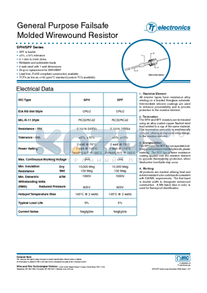 SPH1500KLF datasheet - General Purpose Failsafe Molded Wirewound Resistor