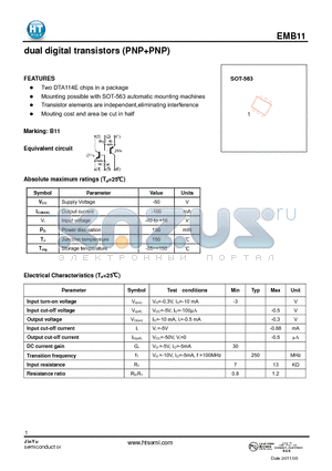 EMB11 datasheet - dual digital transistors (PNP  PNP)