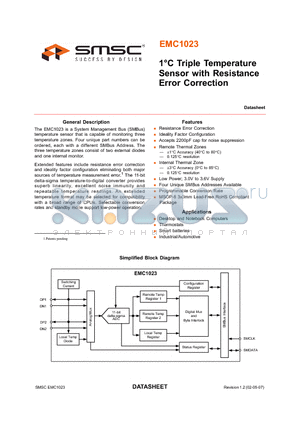 EMC1023-3-ACZL-TR datasheet - 1`C Triple Temperature Sensor with Resistance Error Correction