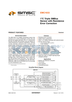 EMC1033_07 datasheet - 1`C Triple SMBus Sensor with Resistance Error Correction