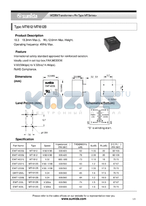 EMIT-4035L datasheet - MODEM Transformer