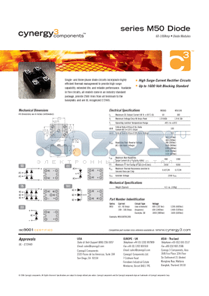 M50100TB1200 datasheet - High Surge Current Rectifier Circuits Up to 1600 Volt Blocking Standard