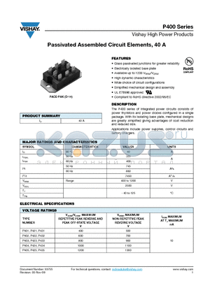 P405 datasheet - Passivated Assembled Circuit Elements, 40 A