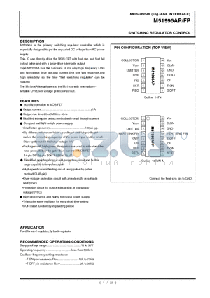 M51996FP datasheet - SWITCHING REGULATOR CONTROL
