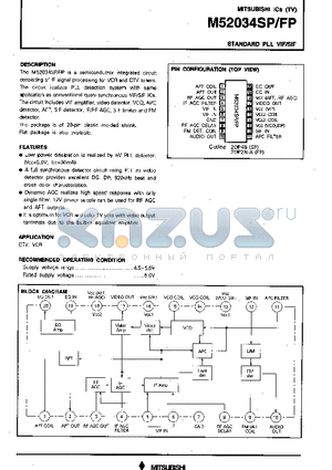 M52034P datasheet - Standard pll vif/sif