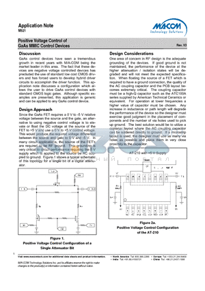M521 datasheet - Positive Voltage Control of GaAs MMIC Control Devices