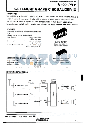 M5226P datasheet - 5-ELEMENT GRAPHIC EQUALIZER IC