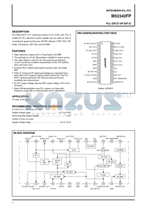 M52342 datasheet - PLL-SPLIT VIF/SIF IC