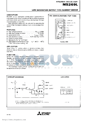 M5269L datasheet - LOW SATURATION OUTPUT TYPE CURRENT DRIVER