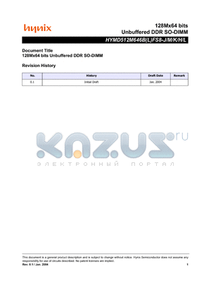 HYMD512M646BFS8-M datasheet - Unbuffered DDR SO-DIMM