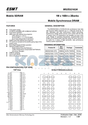 M52S32162A_08 datasheet - 1M x 16Bit x 2Banks Mobile Synchronous DRAM