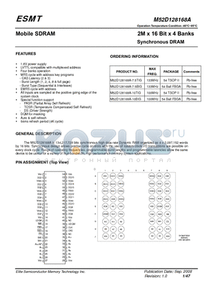 M52D128168A-10TIG datasheet - 2M x 16 Bit x 4 Banks Synchronous DRAM