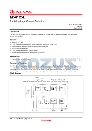 M54125L datasheet - Earth Leakage Current Detector