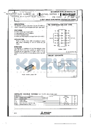 M54516P datasheet - 5-UNIT 500MA DARLINGTON TRANSISTOR ARRAY