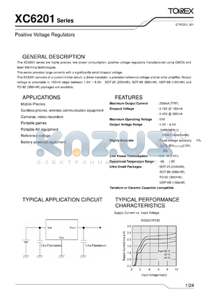 XC6201132LB datasheet - Positive Voltage Regulators