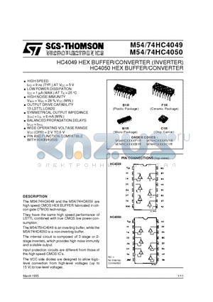 M54HC4050 datasheet - HC4050 HEX BUFFER/CONVERTER HC4049 HEX BUFFER/CONVERTER INVERTER