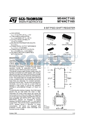 M54HCT165 datasheet - 8 BIT PISO SHIFT REGISTER