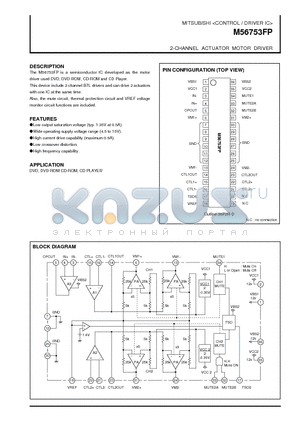 M56753FP datasheet - 2-CHANNEL ACTUATOR MOTOR DRIVER