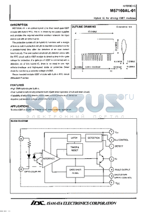 M57160AL-01 datasheet - HYBRID IC FOR DRIVING IGBT MODULES