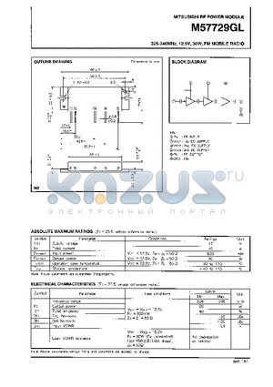 M57729GL datasheet - 326-346MHz 12.5V,30W,FM MOBILE RADIO