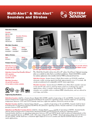 SS24LO datasheet - Multi-Alert & Mini-Alert Sounders and Strobes