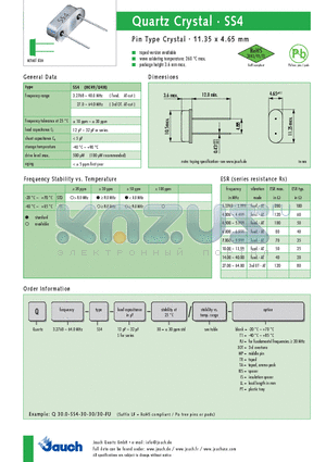 SS4 datasheet - Quartz Crystal