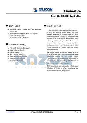 SS6630-5CSTB datasheet - Step-Up DC/DC Controller