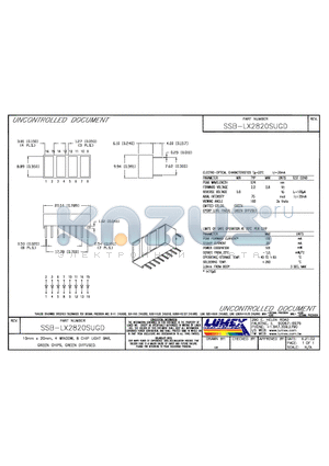 SSB-LX2820SUGD datasheet - 10mm x 20mm, 4 WINDOW , 8CHIP LIGHT BAR, GREEN CHIPS, GREEN DIFFUSED