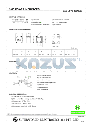 SSC05033R0YZF datasheet - SMD POWER INDUCTORS