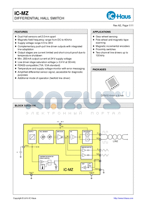 IC-MZ datasheet - DIFFERENTIAL HALL SWITCH