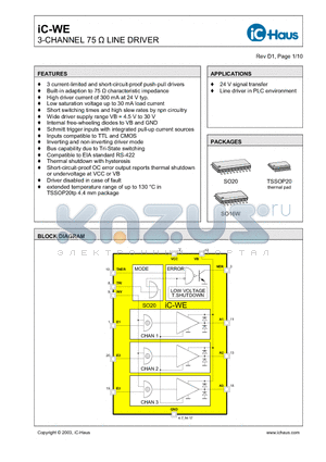 IC-WESO20 datasheet - 3-CHANNEL 75 Y LINE DRIVER