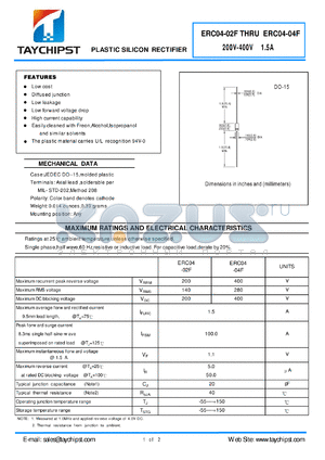 ERC04-02F datasheet - PLASTIC SILICON RECTIFIER