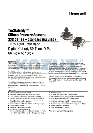SSC_7 datasheet - TruStability silicon Pressure Sensors: SSC Series-Standard Accuracy -2% total Error band,Digital output,SMT and DIP,60 mbar to 10 bar