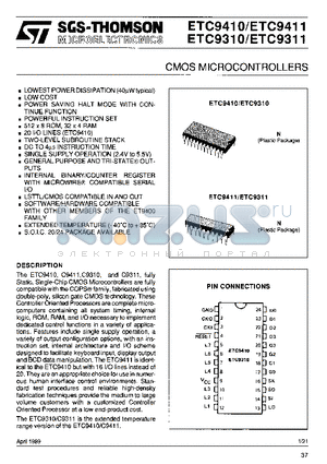 ETC9310 datasheet - CMOS MICROCONTROLLERS