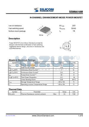 SSM6618M datasheet - N-CHANNEL ENHANCEMENT-MODE POWER MOSFET