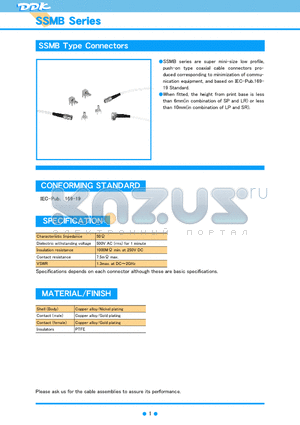 SSMB-SR2 datasheet - SSMB Type Connectors